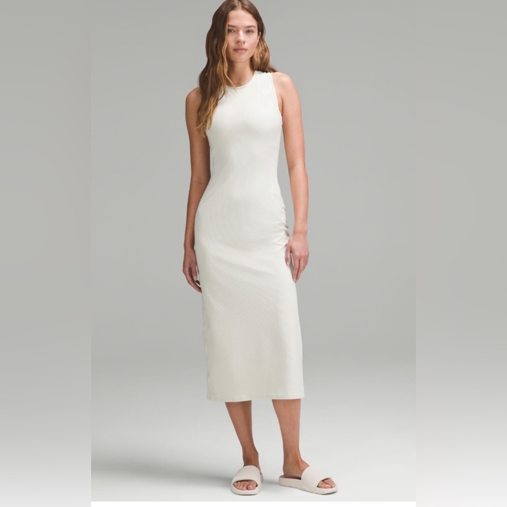 NWT lululemon all aligned ribbed midi dress size 4 bone